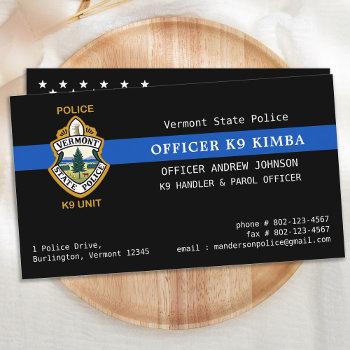 police k9 unit thin blue line police dog business card