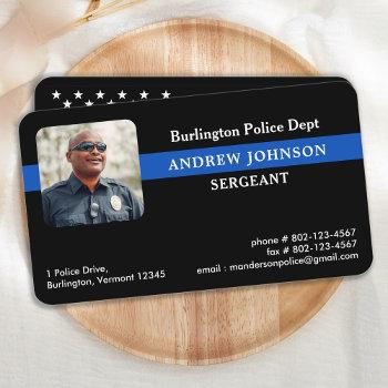 police law enforcement photo thin blue line business card