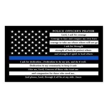 Small Police Officer Prayer Bulk Thin Blue Line Business Card Front View