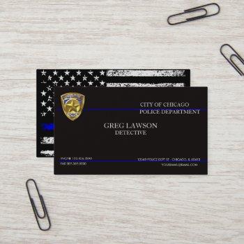 police officer thin blue line flag law enforcement business card