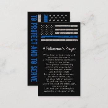 policeman's prayer thin blue line police officer business card