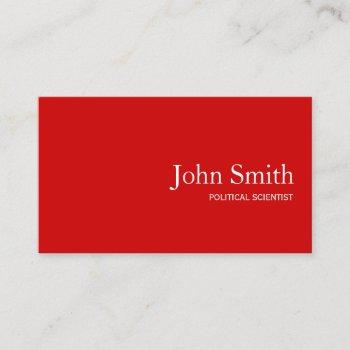 political scientist qr code simple plain red business card