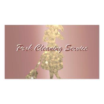 Small Posh Cleaning Service Metallic Rose Gold Template Business Card Back View