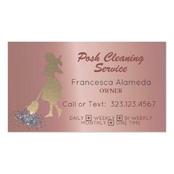 Small Posh Cleaning Service Metallic Rose Gold Template Business Card Front View