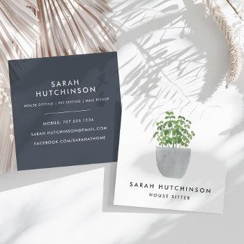 potted plant | house sitter square business card