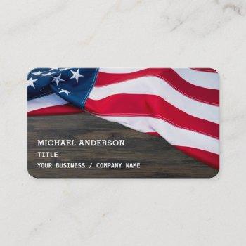 premium american flag rustic wood patriotic business card