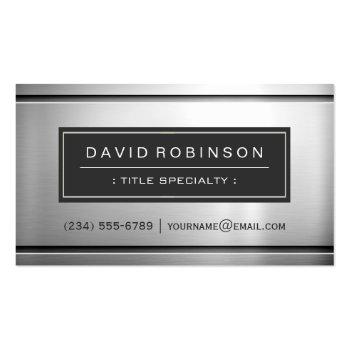 Small Premium Silver Metallic Stainless Steel Look Business Card Magnet Front View