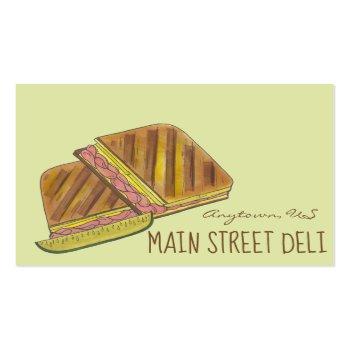 Small Pressed Cuban Ham Cheese Sandwich Deli Restaurant Business Card Front View