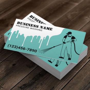 pressure power washing teal professional cleaning business card