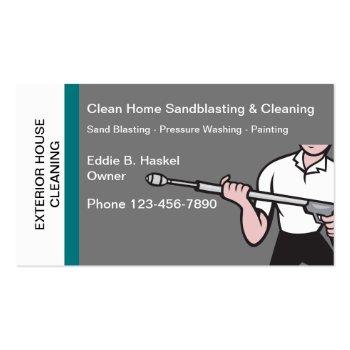 Small Pressure Washing And Sandblasting Home Business Card Front View