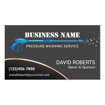 Small Pressure Washing Blue Power Washer House Cleaning Business Card Front View