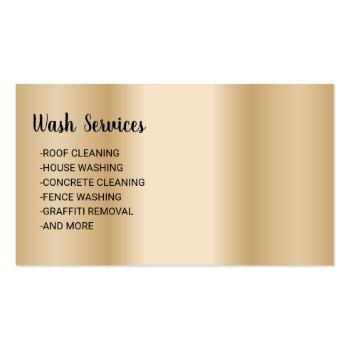 Small Pressure Washing Power Wash Black & Gold Cleaning Business Card Back View