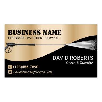 Small Pressure Washing Power Wash Black & Gold Cleaning Business Card Front View