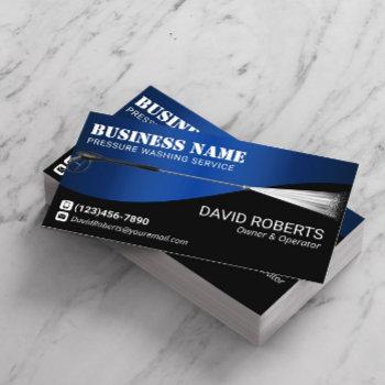 pressure washing power wash cleaning blue metal business card