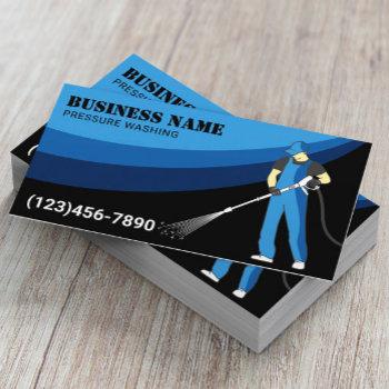 pressure washing power wash modern blue cleaning business card