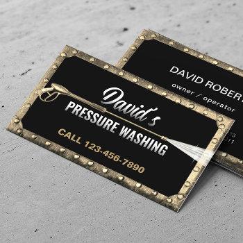 pressure washing power washer metal gold framed business card