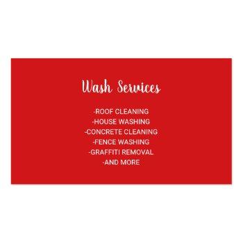 Small Pressure Washing Red Label Professional Cleaning Business Card Back View