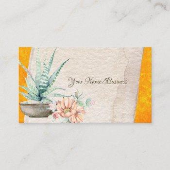 pretty cactus and flower southwest cacti business card