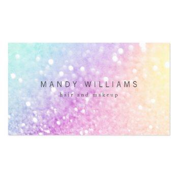 Small Pretty Holographic Glitter Girly Glamorous Business Card Front View