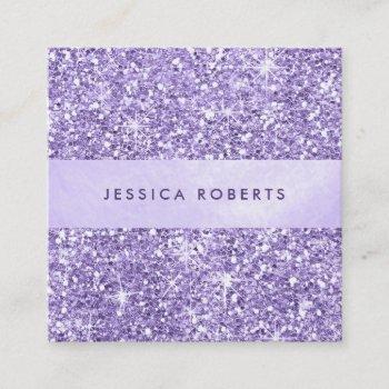 pretty lavender purple glitter pattern elegant square business card