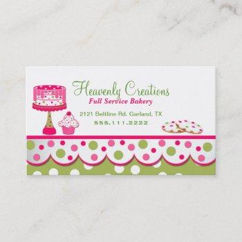pretty pink and green bakery business card