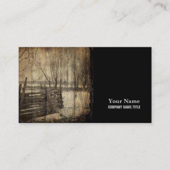 primitive western country old wood fence farm business card