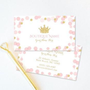 princess crown pink gold boutique business card
