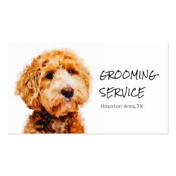 Small Printed Cute Poodle Dog Grooming Business Card Front View