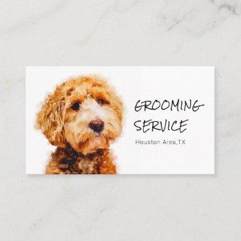 printed cute poodle dog grooming business card