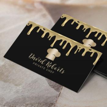 private chef modern gold drips modern party chef business card