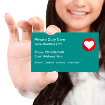 private duty nurse home care business card