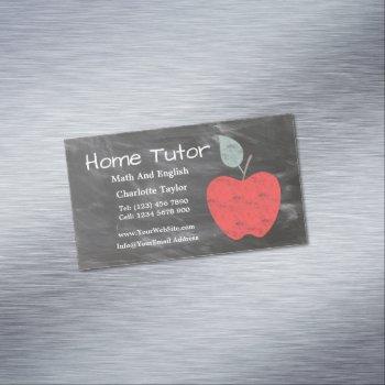 private home tutor apple scrubbed style chalkboard business card magnet