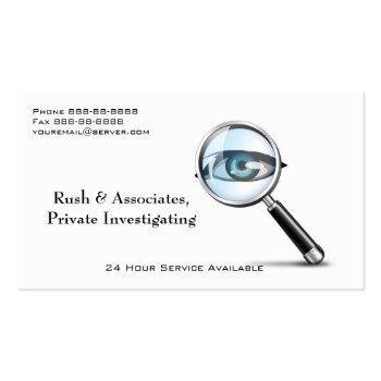 Small Private Investigator Detective Business Card Front View