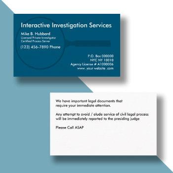 private investigator process server business cards