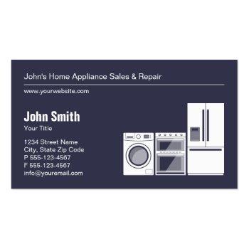Small Professional Appliance Repair, Service And Sale Business Card Front View