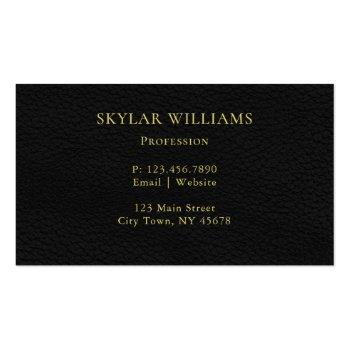 Small Professional Black And Gold Faux Leather Notary Business Card Back View