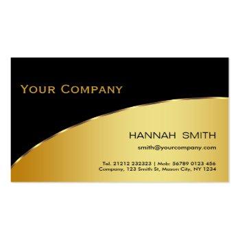 Small Professional Black Gold Metal Modern Elegant Business Card Front View