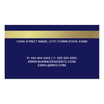 Small Professional Blue Faux Credit Card Business Card Back View