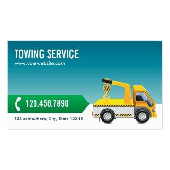 Small Professional Blue Towing Service Business Card Front View