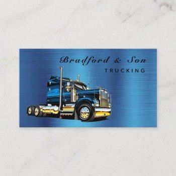 professional blue transport trucking haul company business card