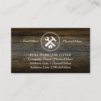 professional builder carpenter tools woodworking business card