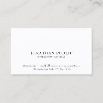 professional classic sleek elegant white plain business card