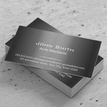 professional dark grey metal auto repair mechanic  business card