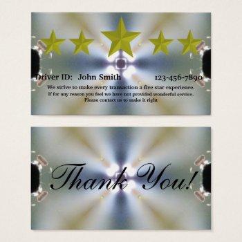 professional driver five star rating feedback card