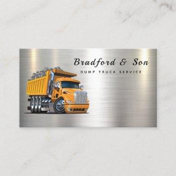 professional dump truck service company chrome business card