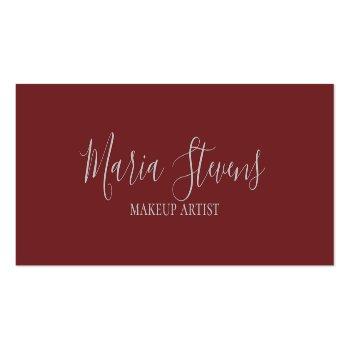 Small Professional Elegant Burgundy Mini Business Card Front View