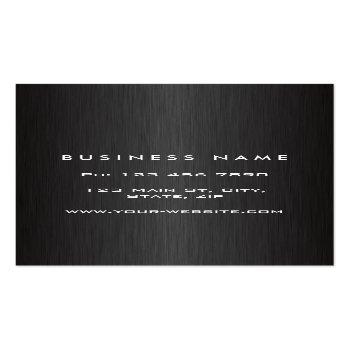 Small Professional Elegant Modern Black  Brushed Metal Business Card Back View