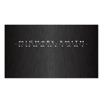 Small Professional Elegant Modern Black  Brushed Metal Business Card Front View