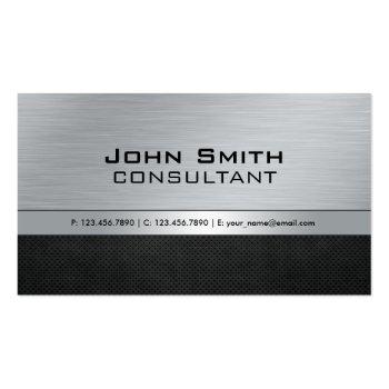 Small Professional Elegant Modern Silver Black Metal Business Card Front View