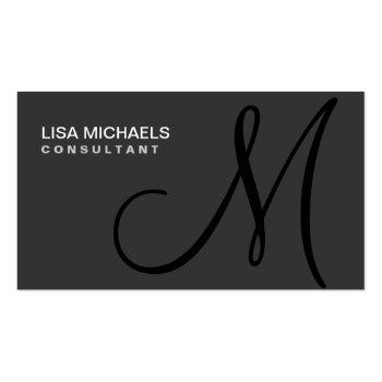 Small Professional Elegant Monogram Makeup Artist Black Business Card Front View